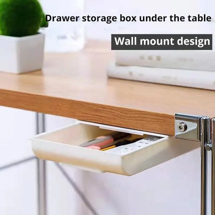 1PCS White SelfAdhesive Storage Drawer Box Makeup Pencil Tray Desk Hidden Under Stand Self-adhesive Under-drawer Storage Box New