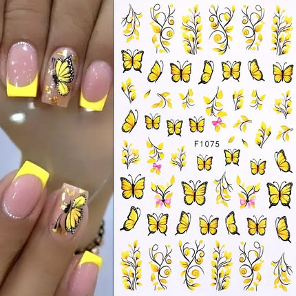 1PCS New Autumn Flowers Nail Decals Animal Nail Stickers Flower