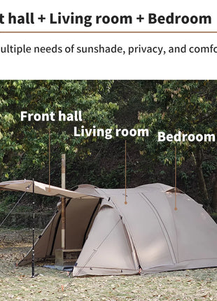 Fireproof 2 Person Winter Tent Hot Tent Waterproof Tunnel Dome Tent with Stove Jack and Snow Skirt for Camping Hiking 4 Season