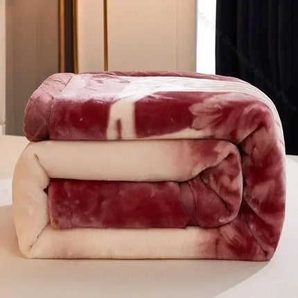 200*230cm 3.5Kg Thick Warm Fluffy Blankets Super Soft Raschel Stitch Double Layer Winter Mink Throw Fat Quilts Double Size