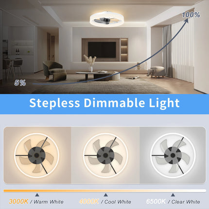 Simple LED Ceiling Fan Light Remote Control with Infinite Dimming 6 Levels of Wind Speed Living Room Bedroom chandelier fan