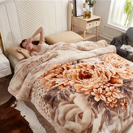 Double layers Raschel Mink Blankets Spring Winter Soft Warm Faux Fur Throw Blankets Heavy Fluffy Weighted Blankets