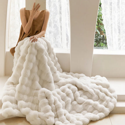 Blanket Luxury Fluffy Throw Blanket Bed Plaid Winter Thick Warm Blanket For Sofa Bed Double Blanket