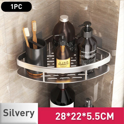 Punch Free Wall Mounted Bathroom Shelf No Drill Shower Shelf Kitchen Storage Organizer Shampoo