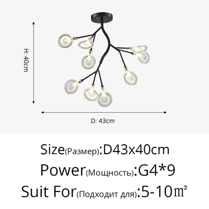 Modern Firefly LED Chandelier Black Gold For Living Room Bedroom Hall Home Decor Indoor Lighting Minimalist Ceiling Pendant Lamp