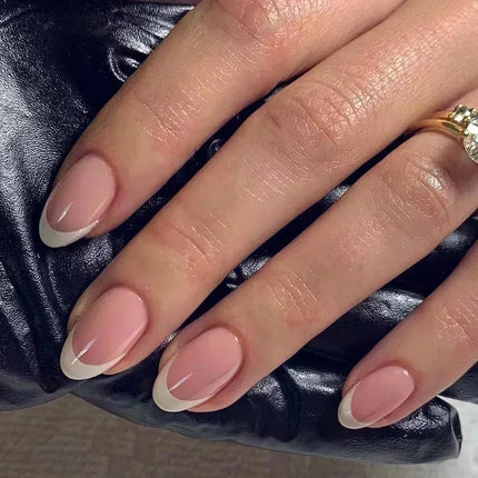 24Pcs French False Nails Almond Fake Nails