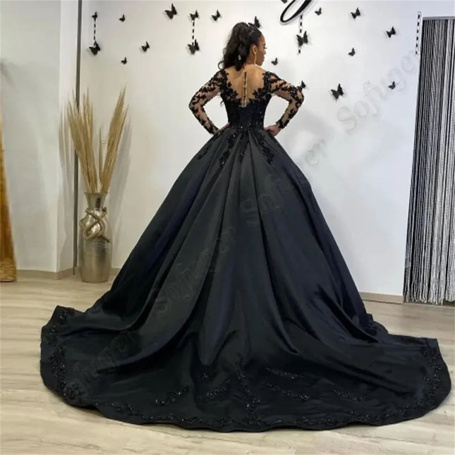 Annie Black Prom Dresses Gothic Wedding Dress Evening Dress Luxury Embroidery Party Dresses Custom Dress فساتين السهرةCustomized