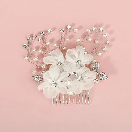 New Silver Alloy Hair Comb Handmade Pearls Rhinestones Fashion Metal Headpiece Elegant Hair Jewellery Accessory For Women