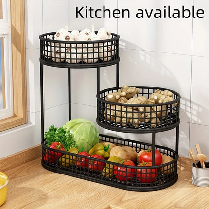 Multi Layer Kitchen Organizer Fruit Vegetable Shelf Bathroom Makeup Storage Desktop Dim Sum Storage Basket Kitchen Accessories