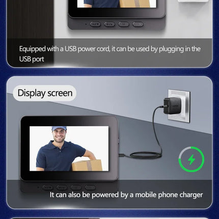 Wireless Intercom Doorbell Night HD Vision 4.3in IPS Screen Waterproof Doorbell Camera Smart Home Security Video By Bell