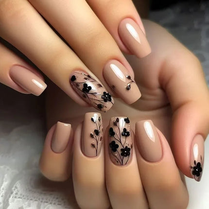 24Pcs Fashion Fake Nails Press on Long Ballet False Nails Art