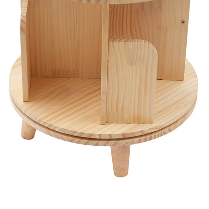 360 Rotating Wooden Bookshelf Livingroom Storage Rack Floor Standing Bookcase for Kids&Adults