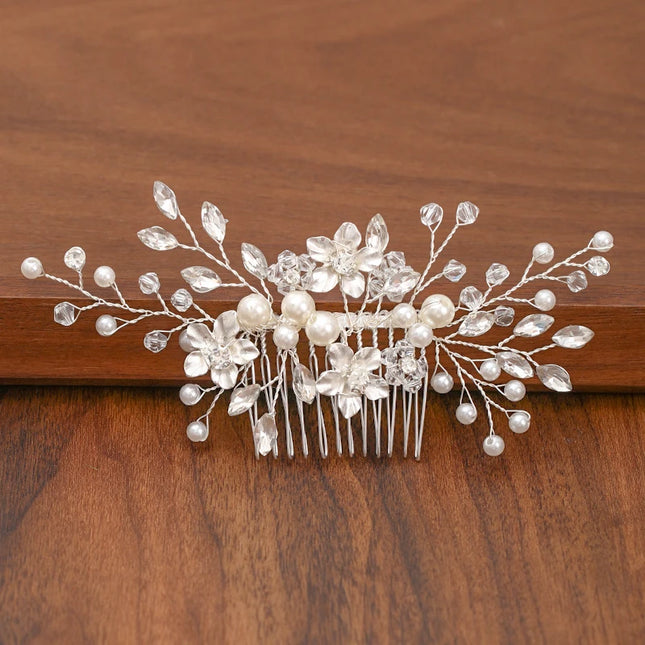 Silver Color Pearl Rhinestone Wedding Hair Combs Hair Accessories For Women Accessories Hair Ornaments Jewelry Bridal Headpiece