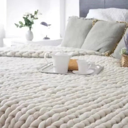 Thick Wool Hand Knitted Blankets Blanket Knitted Blanket Nordic Sofa Cover Blanket Thick Thread Blanket