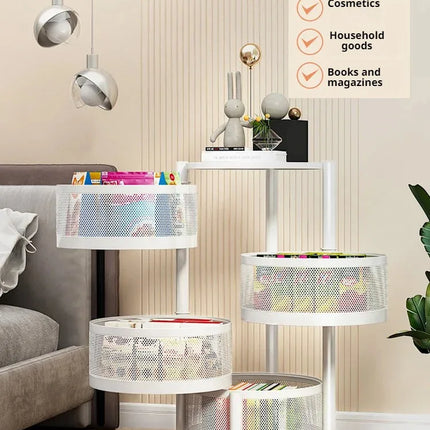 Household Floor Standing MultiLayer Storage Rack Removable Rotating Storage Cabinet Kitchen Vegetable Fruit Basket with Wheel