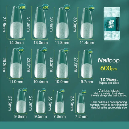 NAILPOP Soft Gel Nail Tips 600PCS Pre-Buff Full Cover