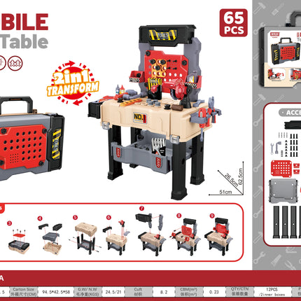 Kids Tool Bench, Realistic, Transformable Tool Set,  Pretend Play Learning Gift for Boys & Girls Age 3-5