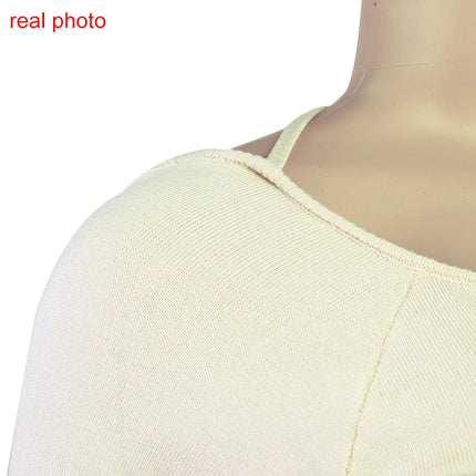 Cryptographic Elegant Knitted Sweater Maxi Dress Outfits for Women Flare Sleeve Sexy Backless Dresses Edible Tree Fungus Clothes