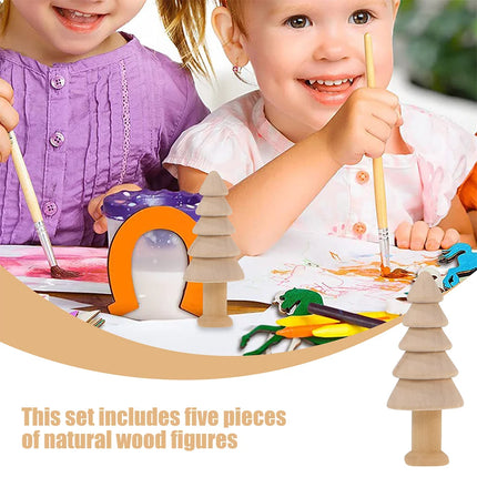5Pcs Wooden Diy Painting Craft Supplies Kids Home Decor Unfinished Wood
