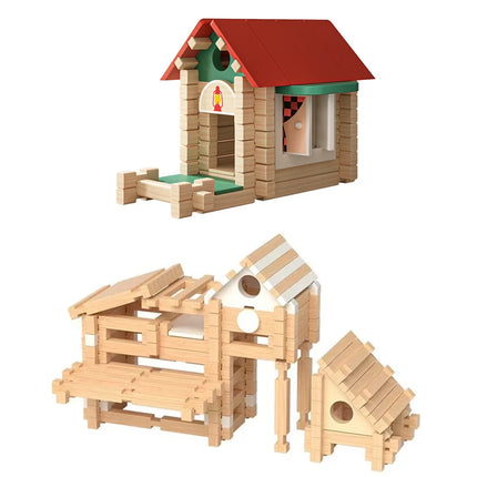Natural log Children's Early Education Educational Building Blocks Small House Construction Assembly Game Toys