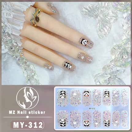 Panda Style Baking Free Gel 5D Nail Sticker Full Nail Self Adhesive Sticker