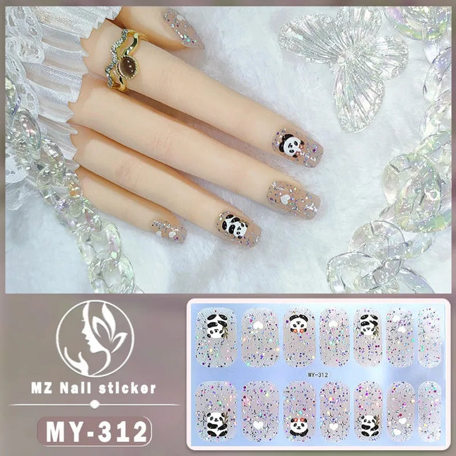 Panda Style Baking Free Gel 5D Nail Sticker Full Nail Self Adhesive Sticker