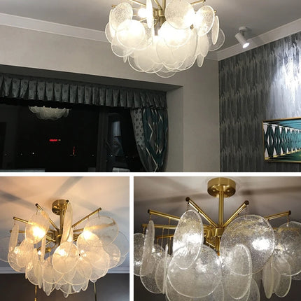 Nordic Scrub Glass Ceiling Chandelier Iron E14 For Living Room Table Bedroom Hall Home Luxury Decor Lusters Lighting Luminaires