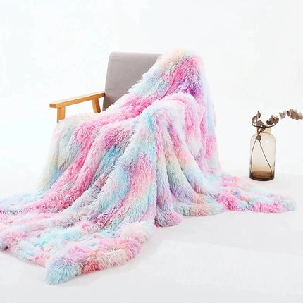 Double-sided Velvet Blanket Soft Fluffy Throw Blanket For Sofa Bed Long Plush