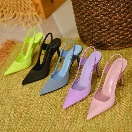 New Designer Luxury Women Slingback Sandals Pointed Toe Slip on Thin High Heel Ladies Elegant Pumps Shoes Sandals 35-43