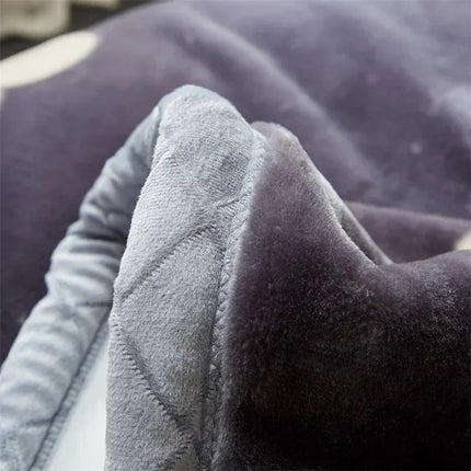 Double Sided Printed Autumn Winter Blankets for Bed Soft Warm Encrypted Flocking Raschel Blanket Skin Friendly Weighted Blanket
