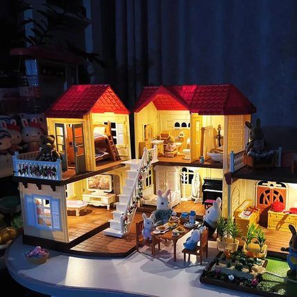 animal bunny bear koala families dollhouse garden farm bedroom kitchen