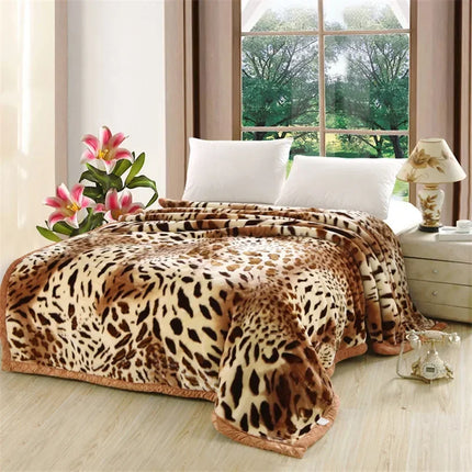 Double Layer Raschel Blankets Soft Warm Faux Fur Mink Throw Thicken Fluffy Microfiber Plush Weighted Blankets For Beds