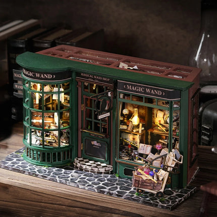 Wooden Dollhouse Miniature Doll House Kit with Furniture Roombox Retro Home