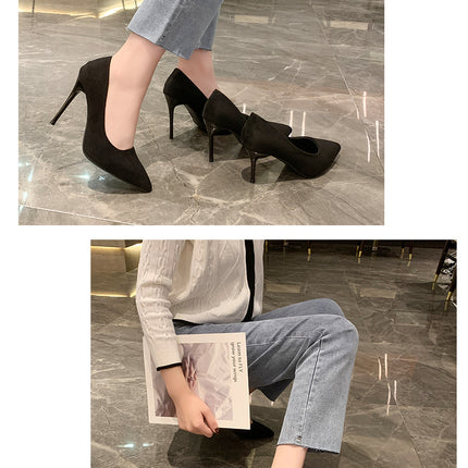 Women New Mid Heeled Sandals Black 6-8-10cm Pointed Thin Heeled Baotou Banquet High Heeled Shoes Womens Shoes Tacones Mujer