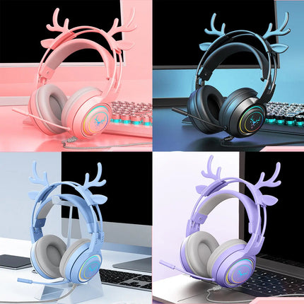 Wired Gaming Headset with RGB Light with Microphone Stereo for Smartphone