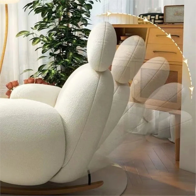 Cute Sofa Single Chair Net Rocking Chair Cream Lazy Simple Balcony Pedal Bedroom Living Room Sofas Home Furniture Couch