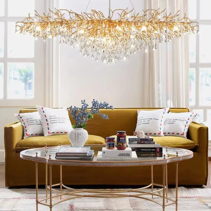 Gold ceiling light chandelier modern hotel bedroom dining room living room home interior glossy Led luxury chandelier