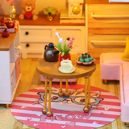 Wooden Mini Doll House 3D Puzzle Small House Kit Assembly Model Building Model Toy