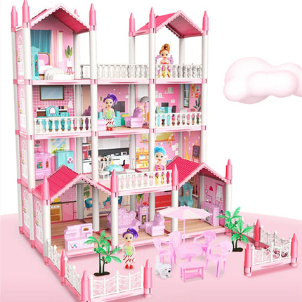 Princess Castle Villa Assembly Doll House Set Toy Girl Family Toy Children's Music Doll House Assembly Villa House