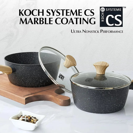 6 Piece Sauce Pan Set with Lid Saucepan Sets with Nonstick Coatings Non-toxic Marble Sauce Pans