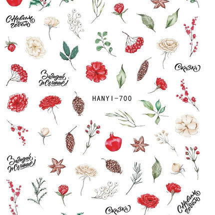 3d Nail Art Decals Elegant White RoyalBlue Roses Flowers