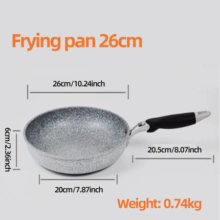 Durable Stone Frying Pan28/26/24/20cm Wok Non-stick Pan Skillet Cauldron Induction Cooker