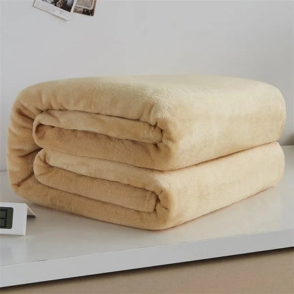 Super Soft Coral Fleece Blanket 220gsm Light Weight Solid Pink Blue