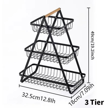 2/3 Tiers Countertop Fruit Basket,Portable Fruit Bowle Basket Kitchen Organizer Storage & Dining Room Fruits Vegetable Snacks