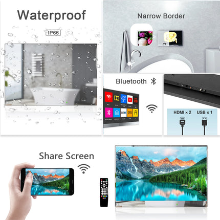 Soulaca 22inches Smart Mirror TV Waterproof 1080P HD Panel Built-in WiFi Bluetooth Android 11.0 New Model 2024 Magic LED US EU