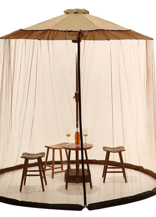 Parasols Net Adjustable Mosquito Net Cover Screen for Garden Umbrella Parasol Patio Table Bug Netting Cover with 2 Zipper Doors