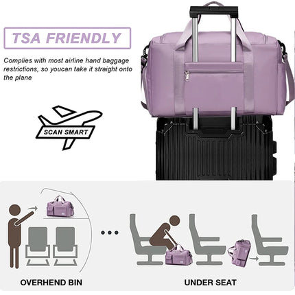 Carry On Travel Bag Large Capacity Weekender Overnight Duffle Bags with Shoe Compartment Sports Fitness Bags for Women