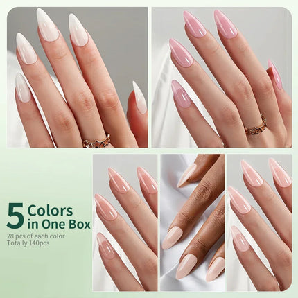 Nailpop 3-IN-1 Nude Natural Soft Nail Tips Set 140PCS Skin Tones Press on Nails
