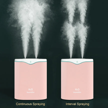 2L Double Spray Humidifiers with LED light Cool Mist Auto Shut-Off Humidifier Portable Desk Humidifiers for Bedroom Home Room