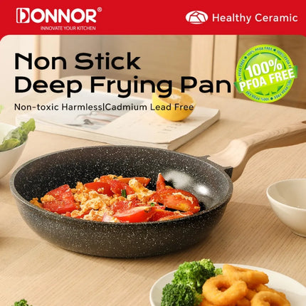 DONNOR Nonstick Frying Pan 4.6qt Ceramic Frying Pans with Lid Nonstick Cookware